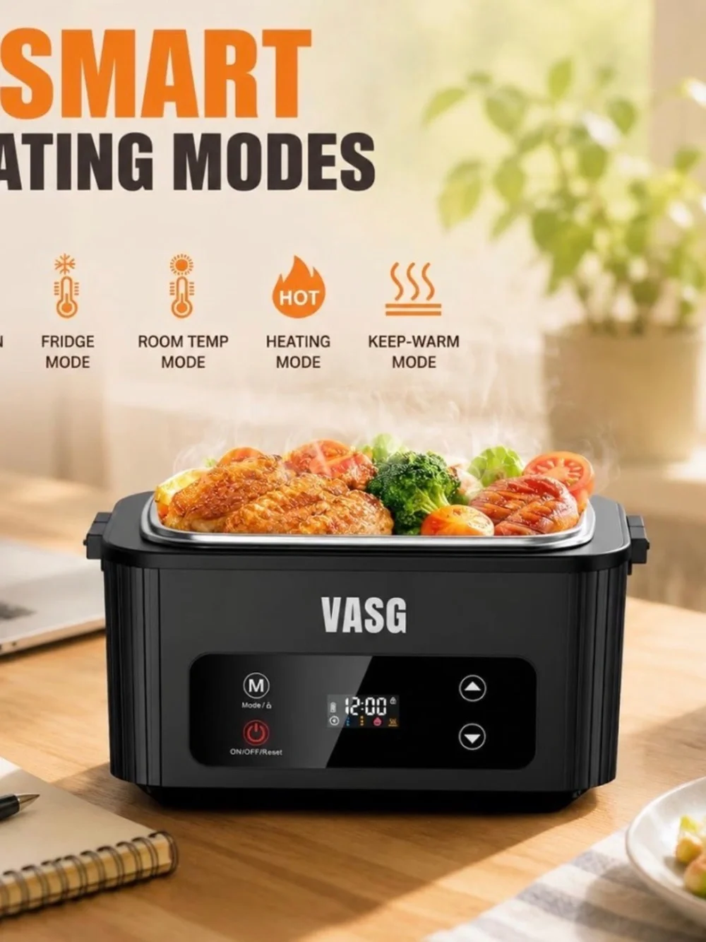 Heated Lunch Box Rechargeable 12000mAh Cordless Food Warmer – NEW